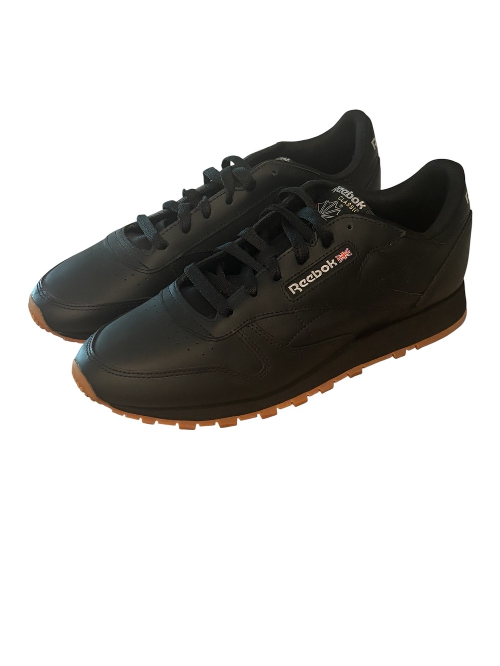 Reebok Classic Men's Black Leather Sneakers with Gum Sole